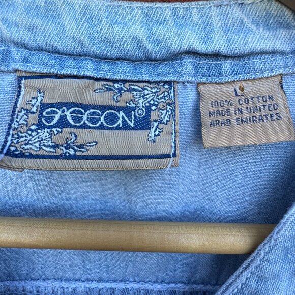 Vintage Sasson Denim Vest Womens Large Blue Western Cowboy Core Grunge - Picture 7 of 8